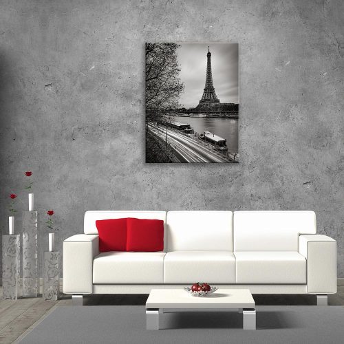 Glass Picture with The Eiffel Tower and River in the Early Morning size (cm) 60x80  SALE