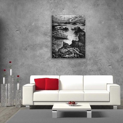 Glass Picture with Image of Early Earth Before Man size (cm) 60x80  SALE