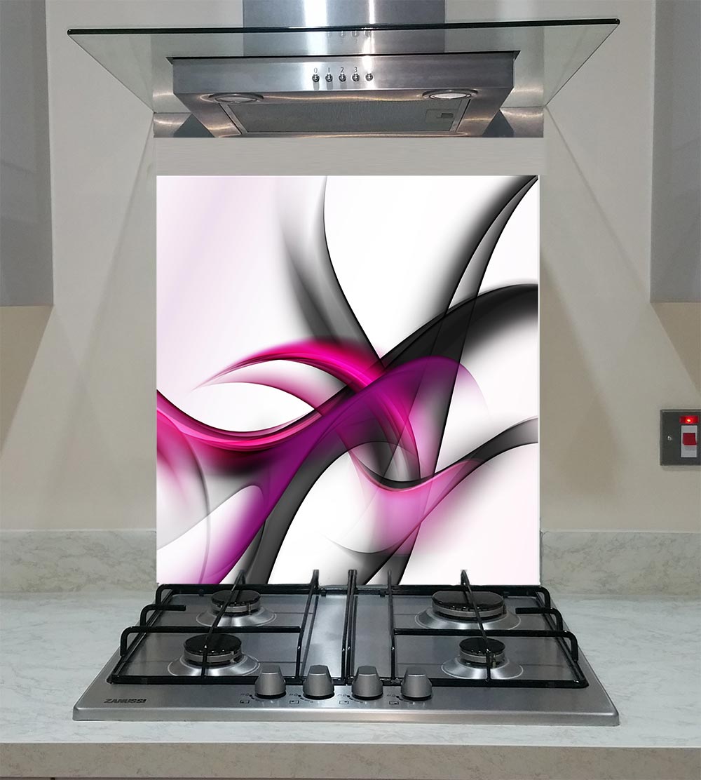 Splashback with elegant abstract waves ANY SIZE | VA Art Glass